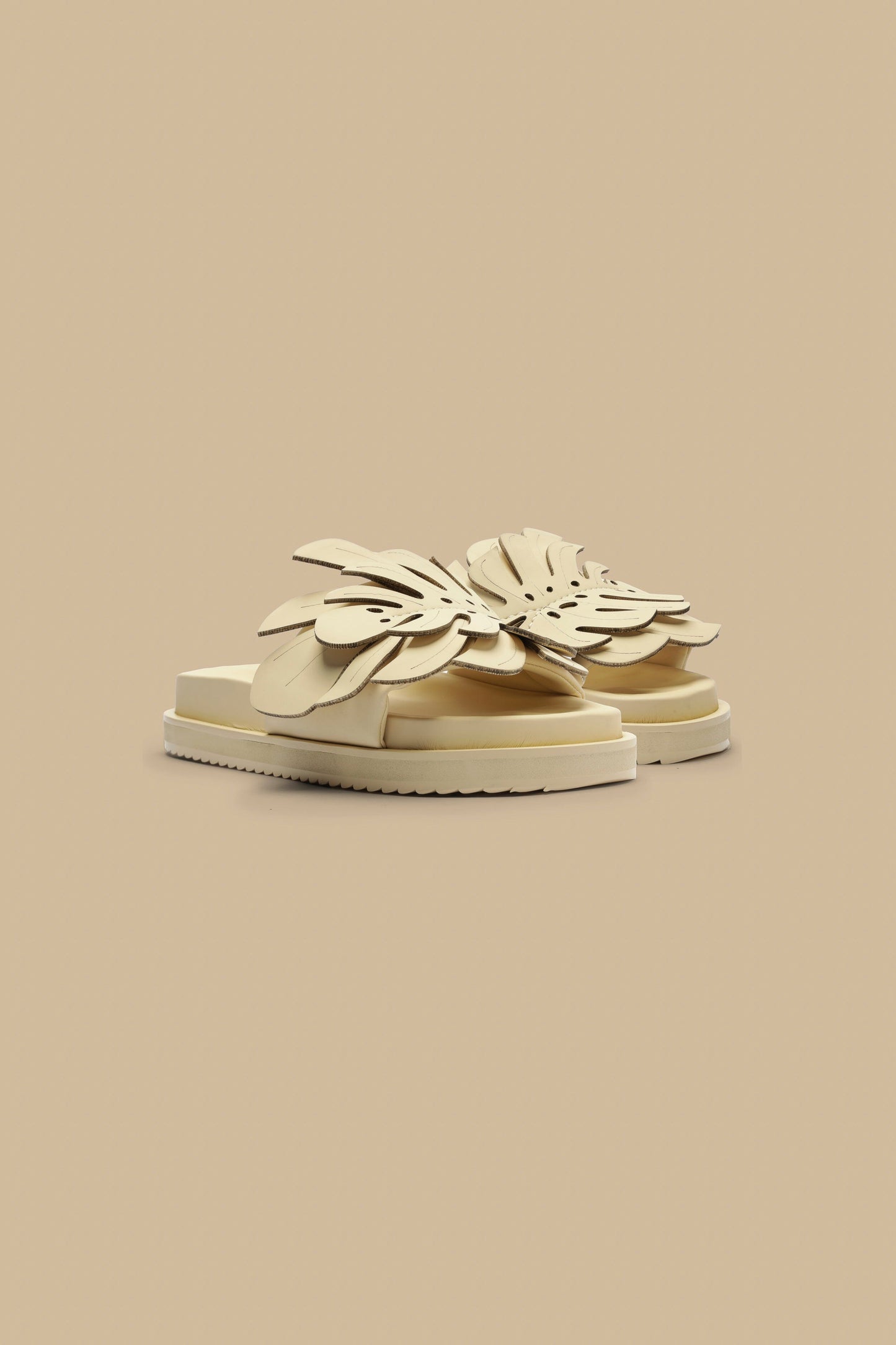 Ivory Monstera Slide Sandal