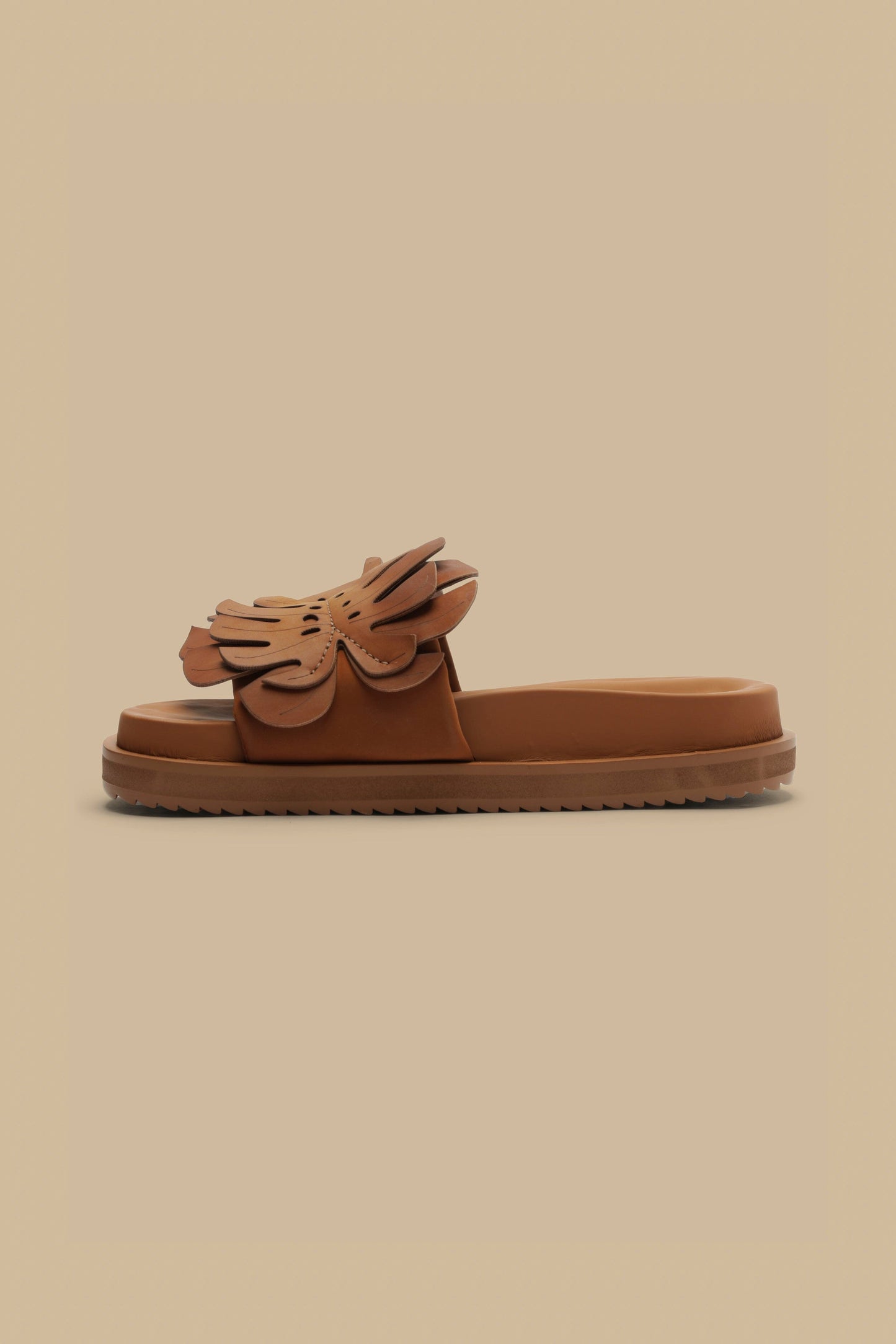 Camel Monstera Slide Sandal