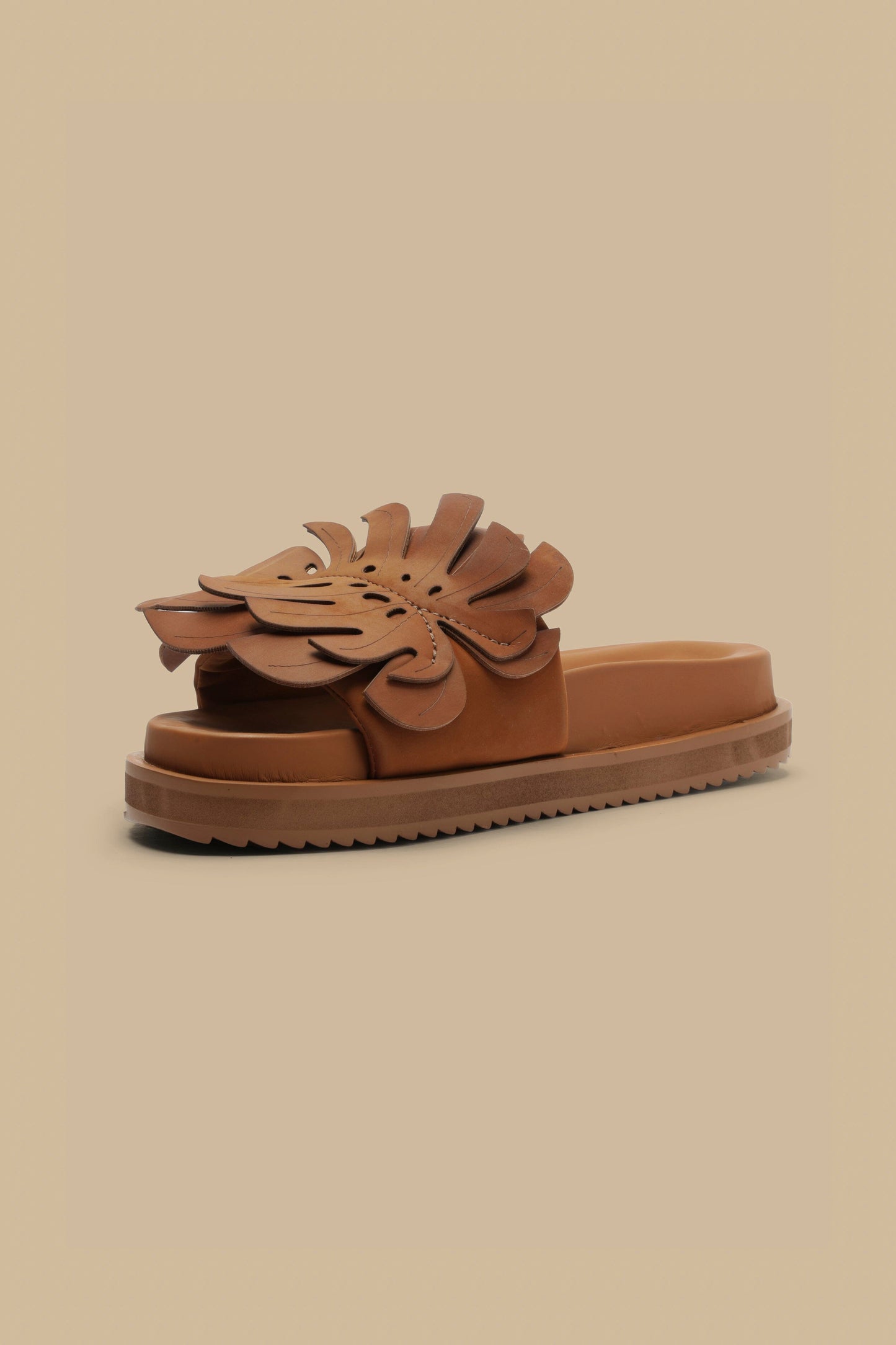 Camel Monstera Slide Sandal