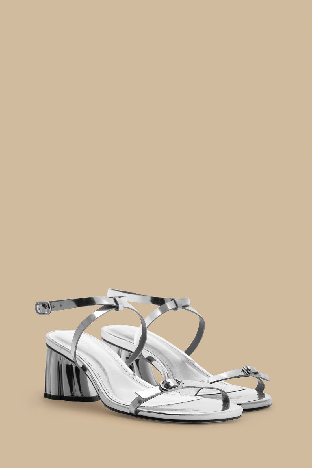 Silver Monstera Heeled Scallop Sandal