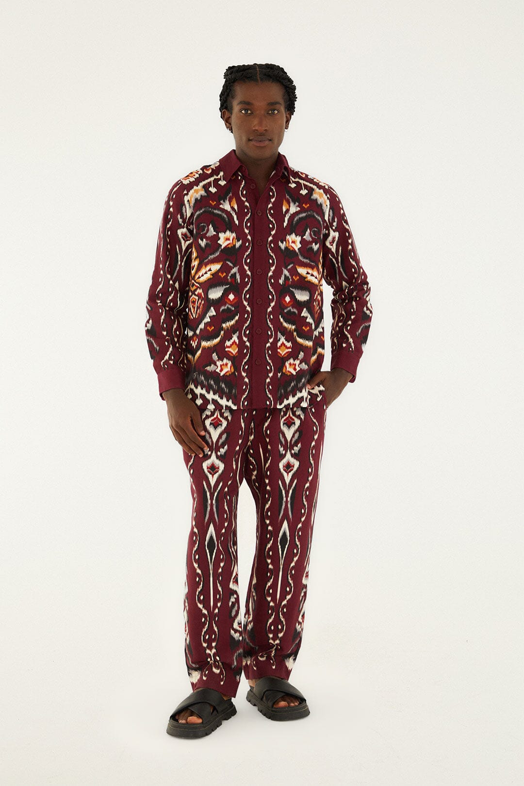 Sand Ainika Pineapple Ikat Shirt | FARM Rio