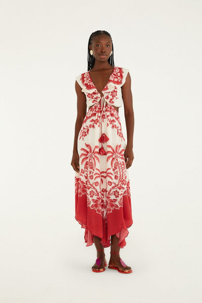Farm Rio Sand Guanacaste Sleeveless Midi Dress - Guanacaste Sand