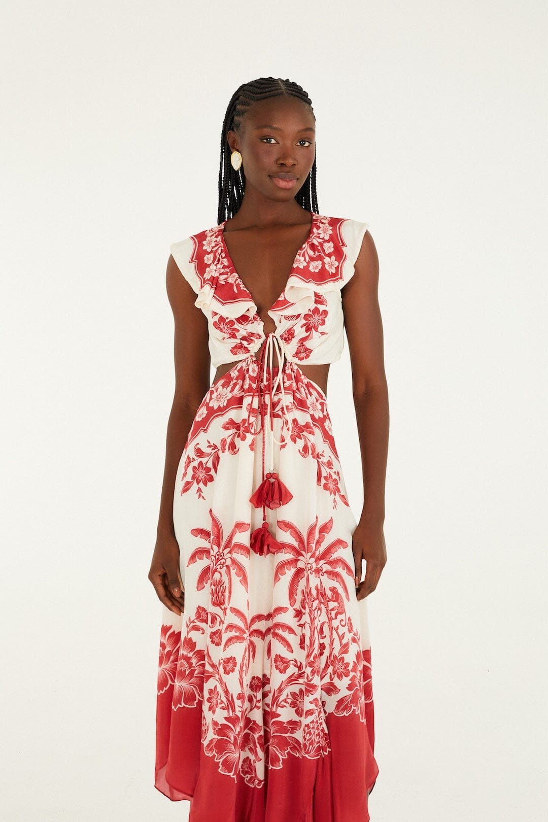 Sand Guanacaste Cut-Out Waist Sleeveless Midi Dress