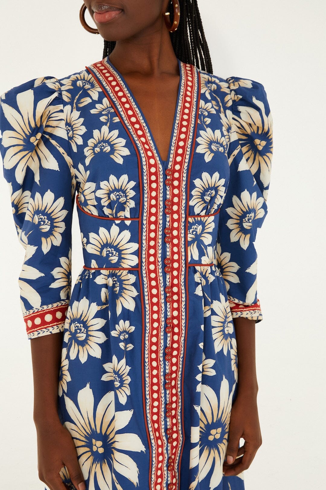 Blue Luna Puff Sleeve Organic Cotton Maxi Dress | FARM Rio Blue Luna Puff Sleeve Organic Cotton Maxi Dress | FARM Rio