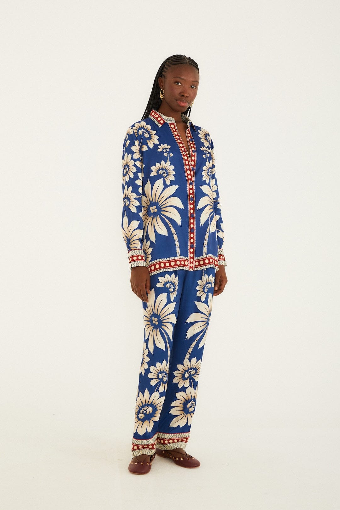 Blue Luna Collared Lenzing Ecovero Viscose Pajama Shirt