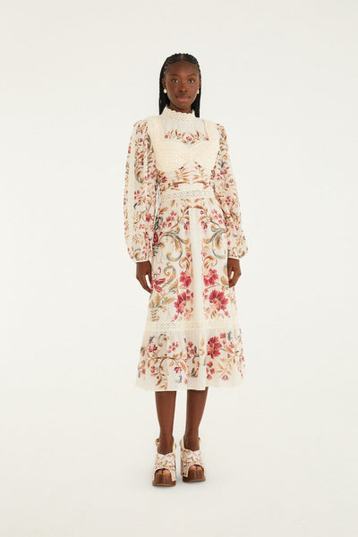 Farm Rio Royal Garden Crochet Midi Dress