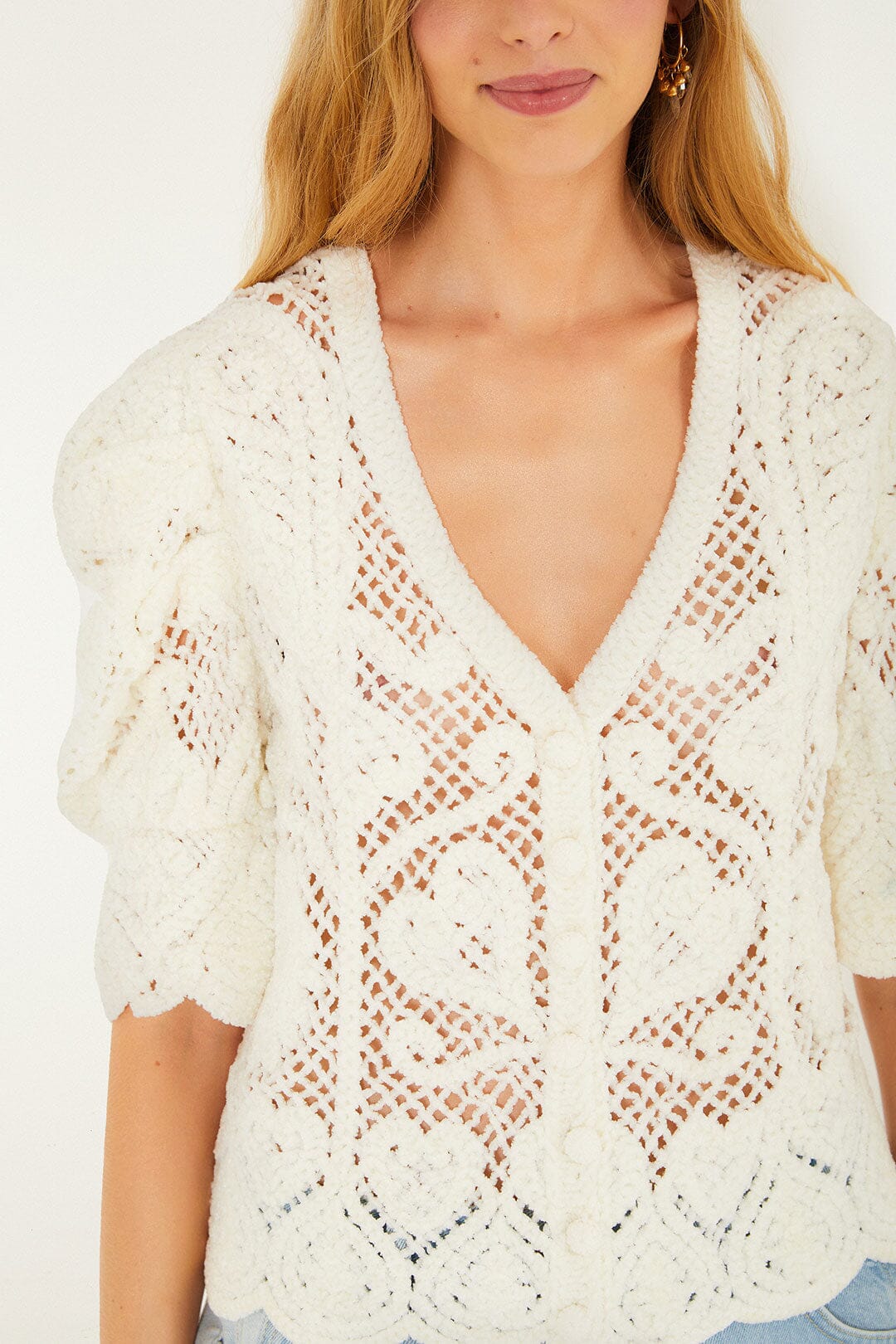 Off-White Rococo Hearts Crochet Cardigan