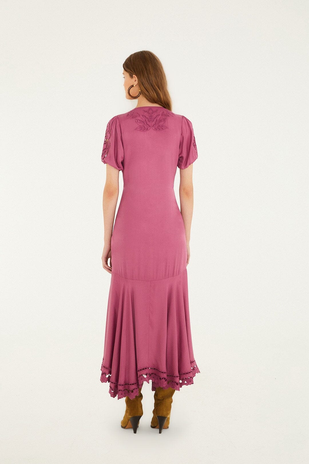 Pink Richelieu Lenzing  Ecovero  Viscose Maxi Dress | FARM Rio