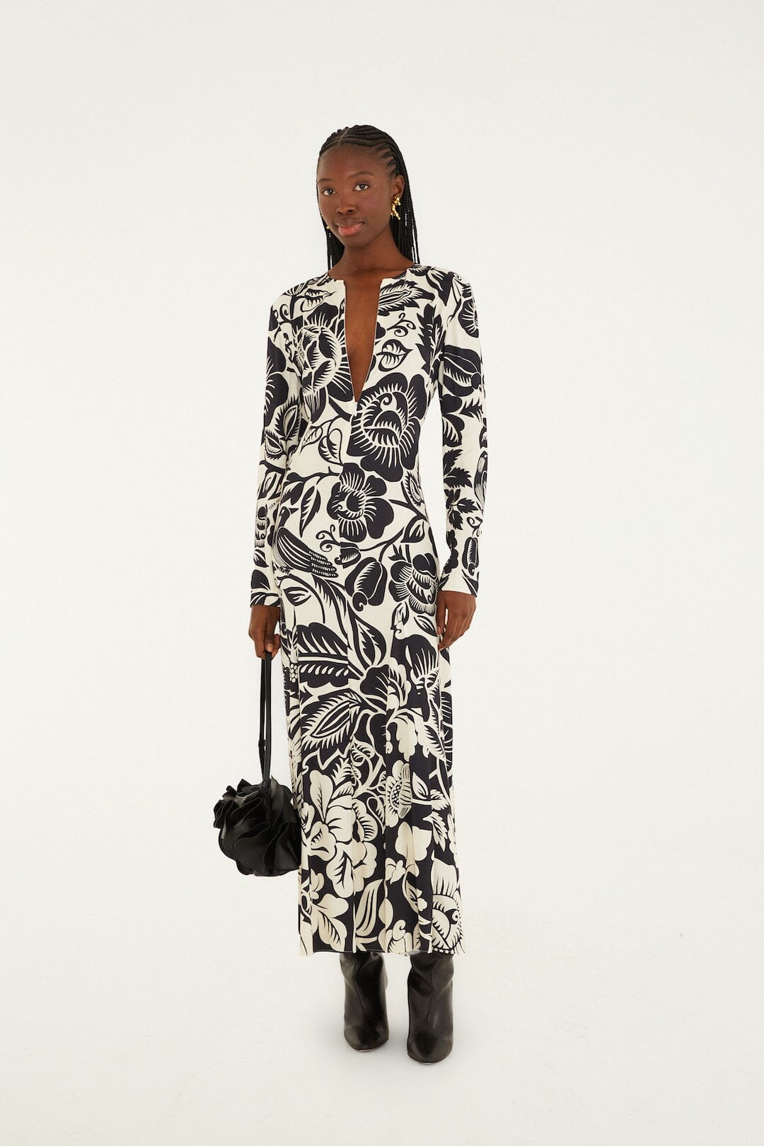 Off-White Cashews And Birds Lenzing™ Ecovero™ Viscose Maxi Dress