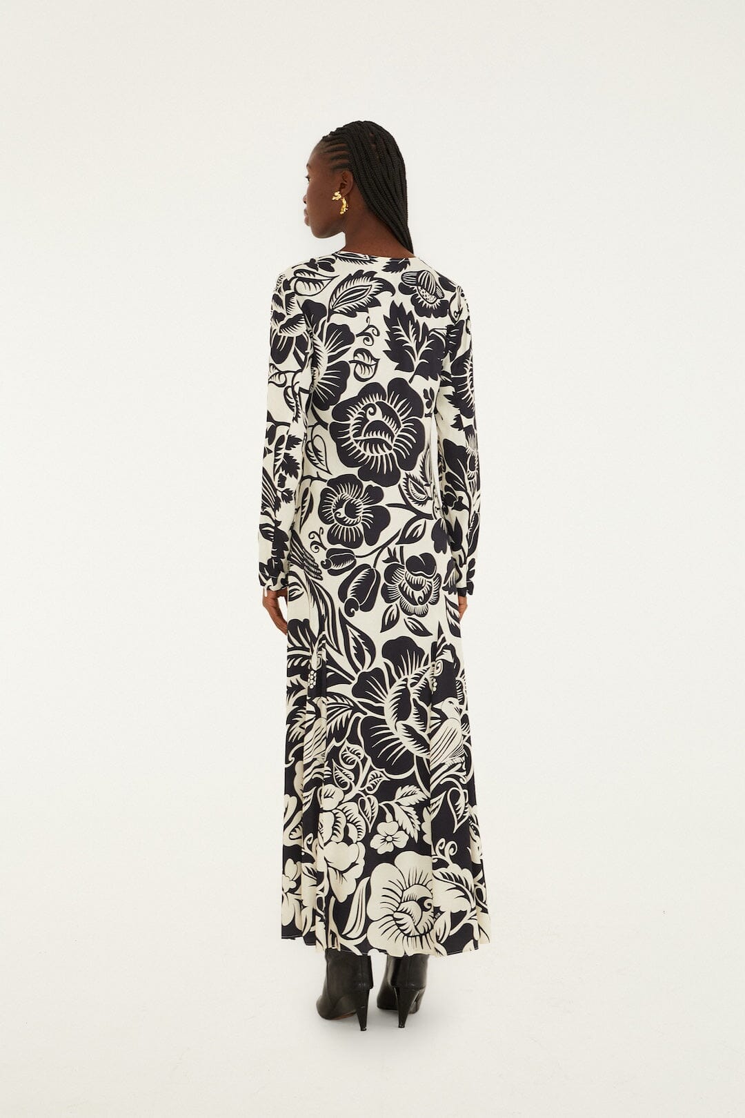 Off-White Cashews And Birds Lenzing™ Ecovero™ Viscose Maxi Dress