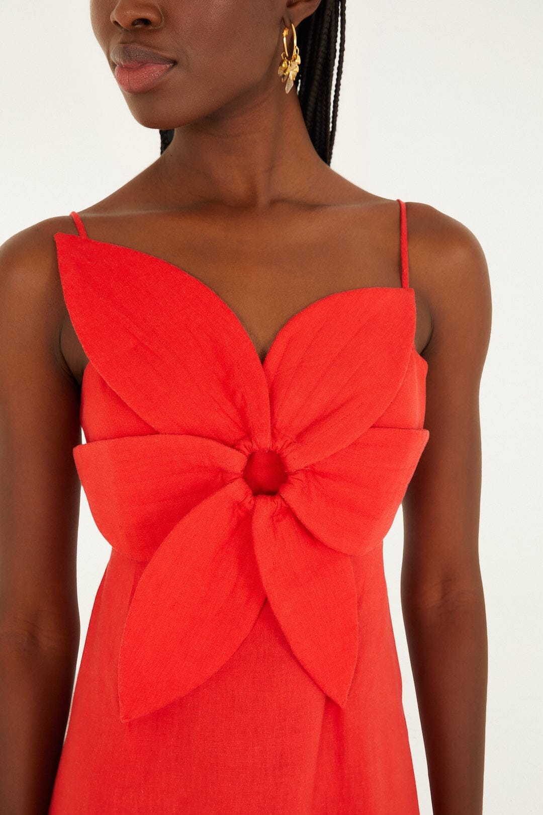 farm rio red olivia dress Olivia Puff Sleeve Drop Waist Cotton Minidress (Women)