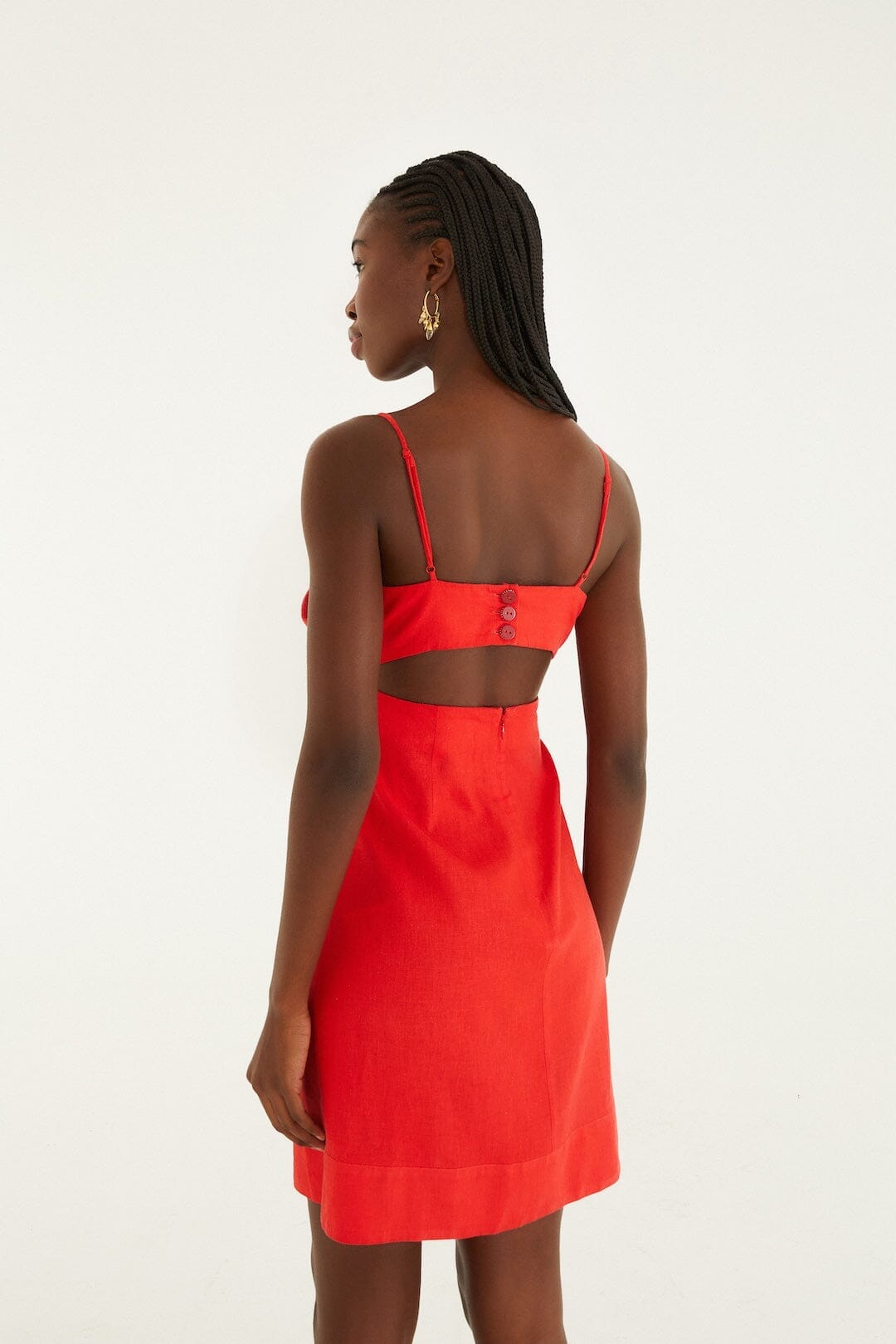 Red 3d Flower Lenzing™ Ecovero™ Euroflax™ Mini Dress