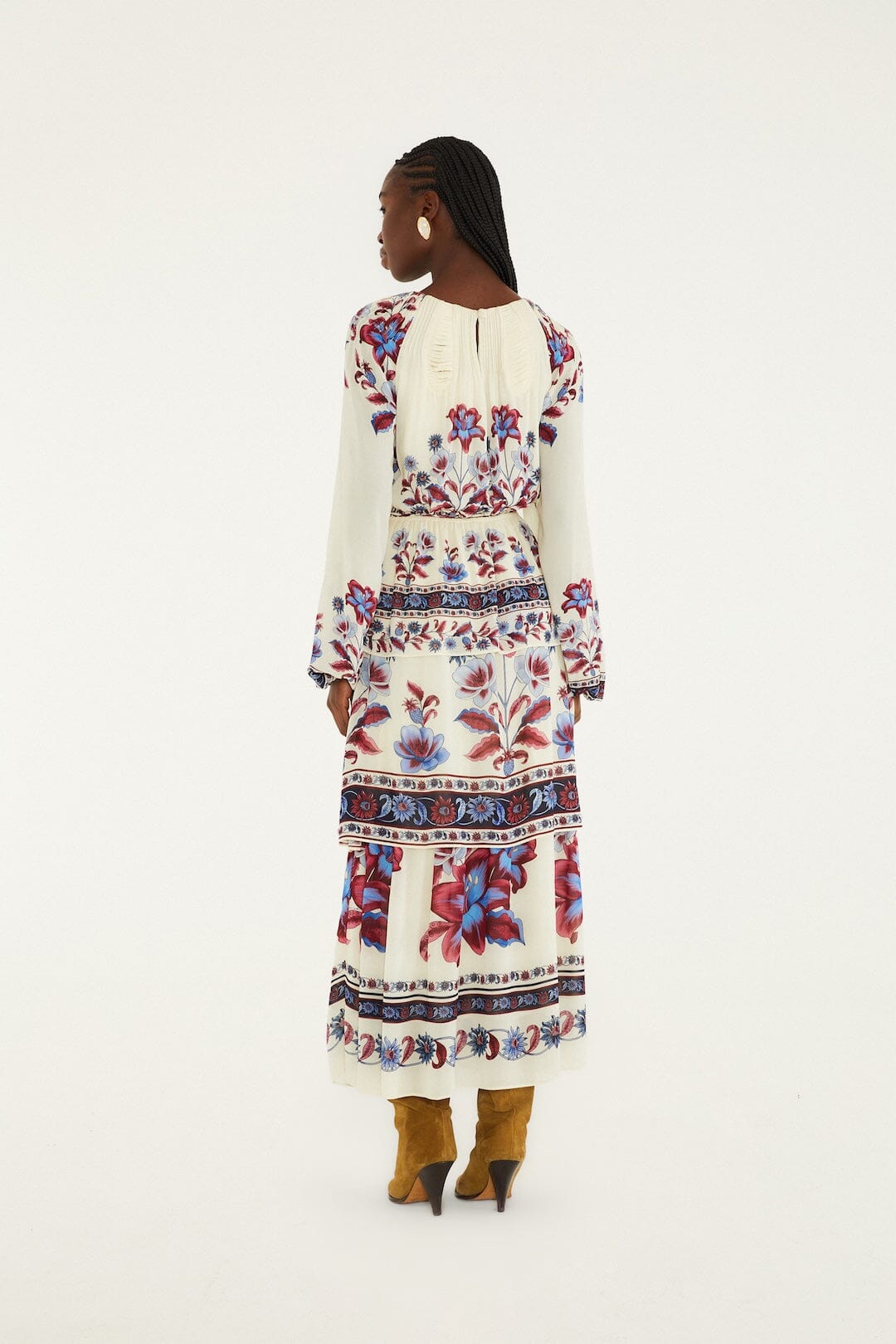 winter white maxi dress FARM Rio Cut-Out Long Sleeve Maxi Dress