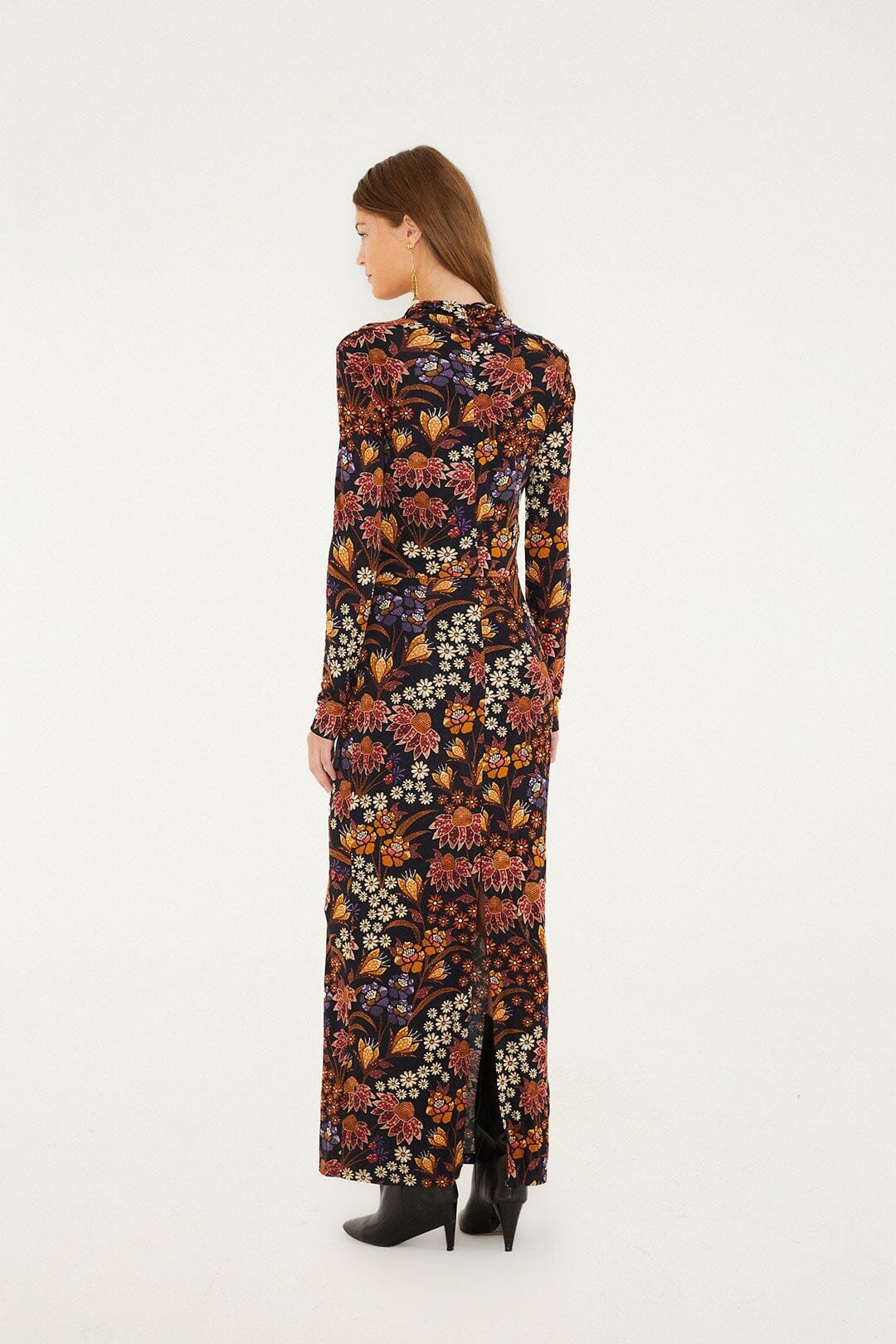 farm rio long-sleeve mock-neck a-line maxi dress Farm Rio Long-Sleeve Mock-Neck A-Line Maxi Dress