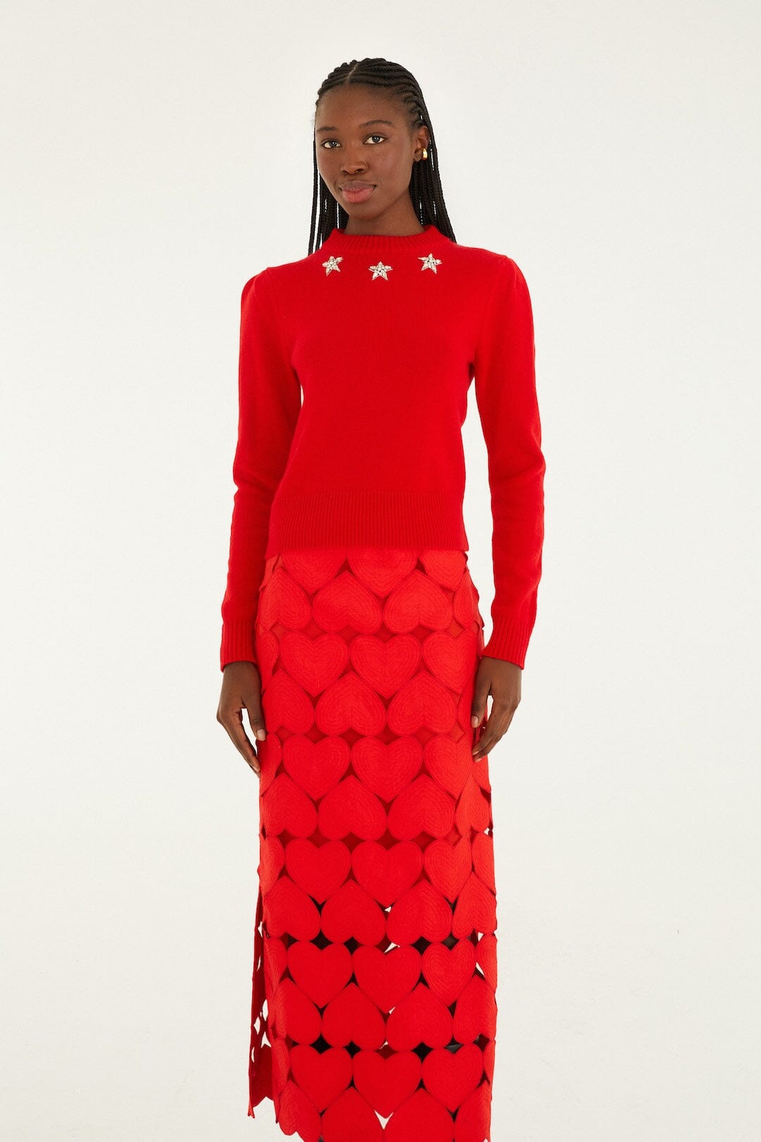 Red Hearts Euroflax Premium Linen Midi Skirt