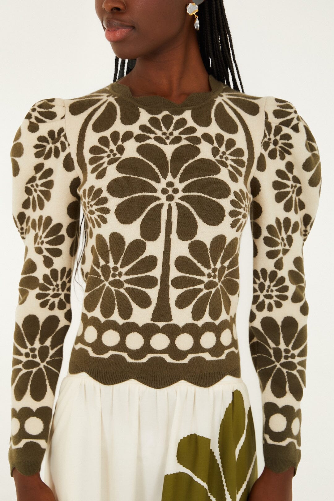 Green Palermo Puff Sleeve Knit Top