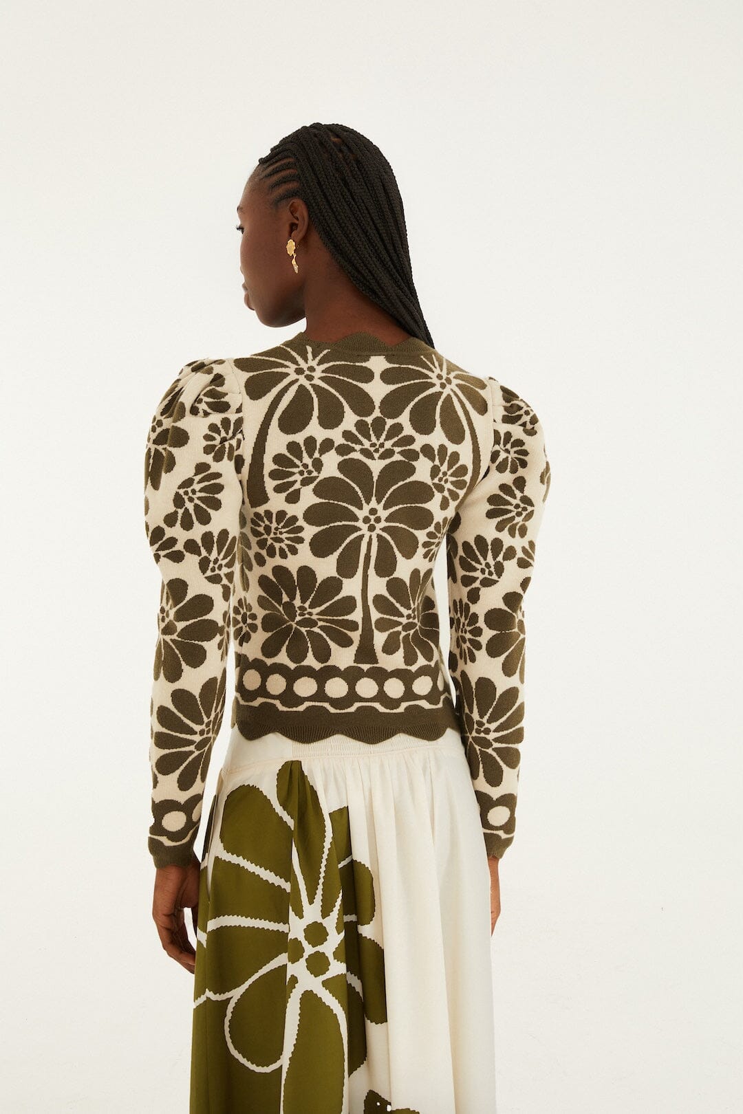 Green Palermo Puff Sleeve Knit Top