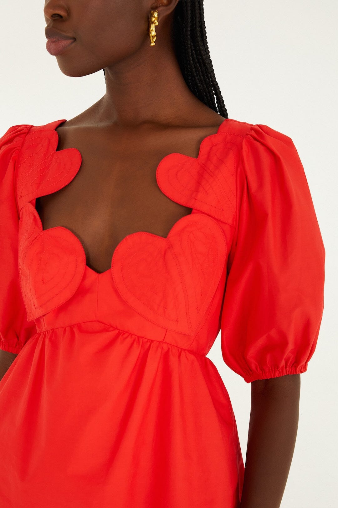FARM Rio Red Heart Short Sleeve Organic Cotton Blouse, Red / S FARM Rio Red Heart Short Sleeve Organic Cotton Blouse, Red / S