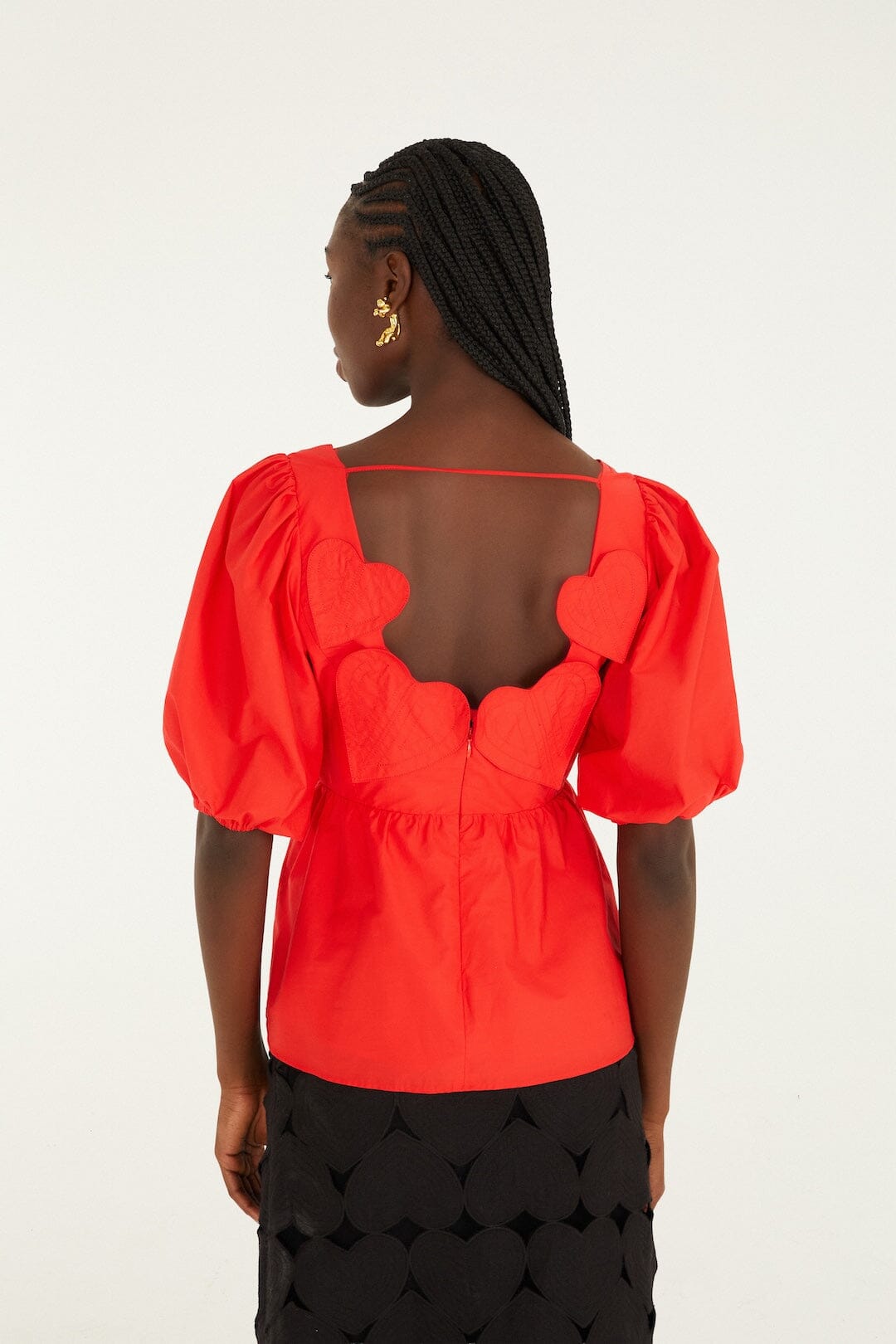 Red Heart Short Sleeve Organic Cotton Blouse