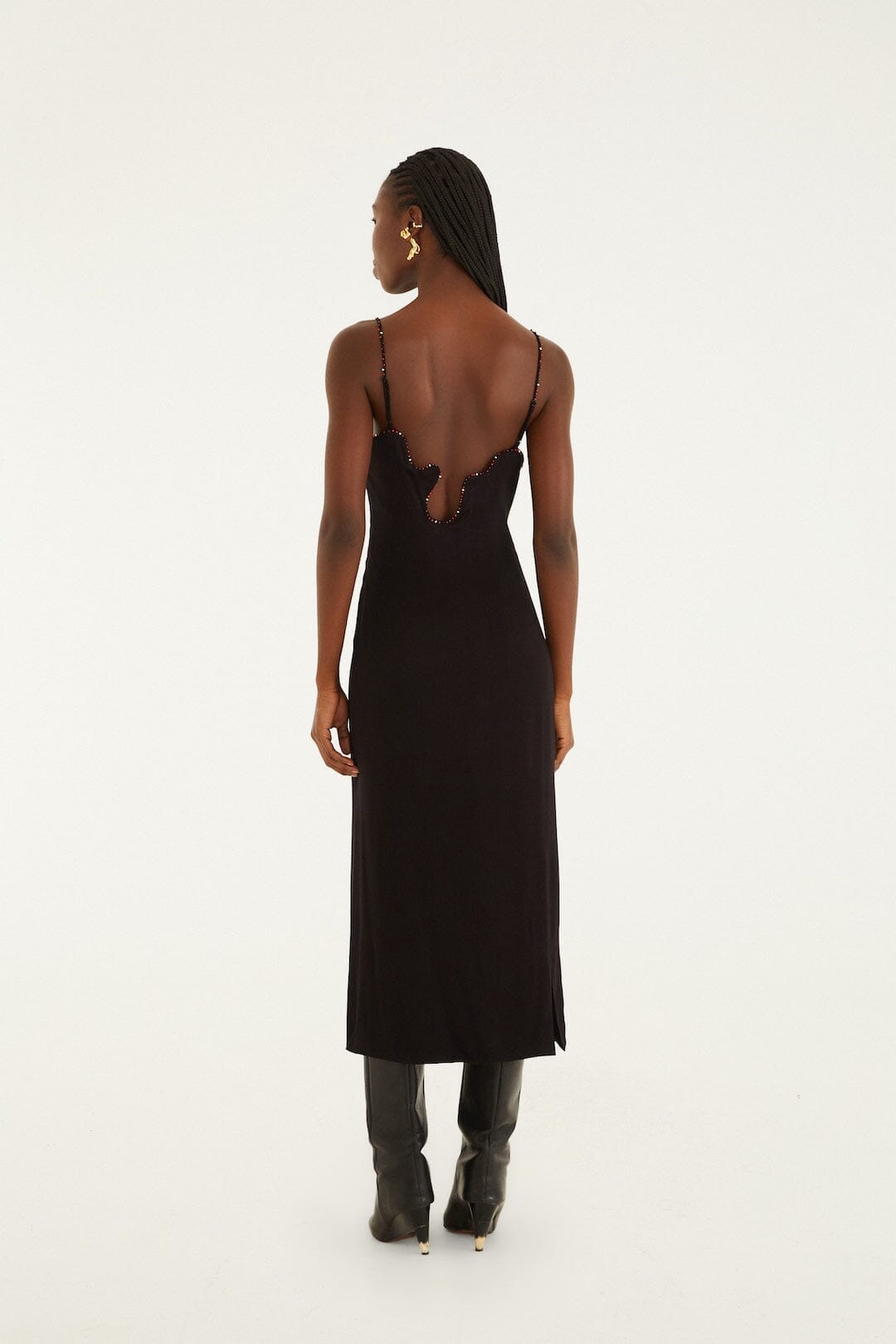 FARM Rio Black Beaded Neckline Sleeveless Midi Dress, Black / XXS FARM Rio Black Beaded Neckline Sleeveless Midi Dress, Black / XXS