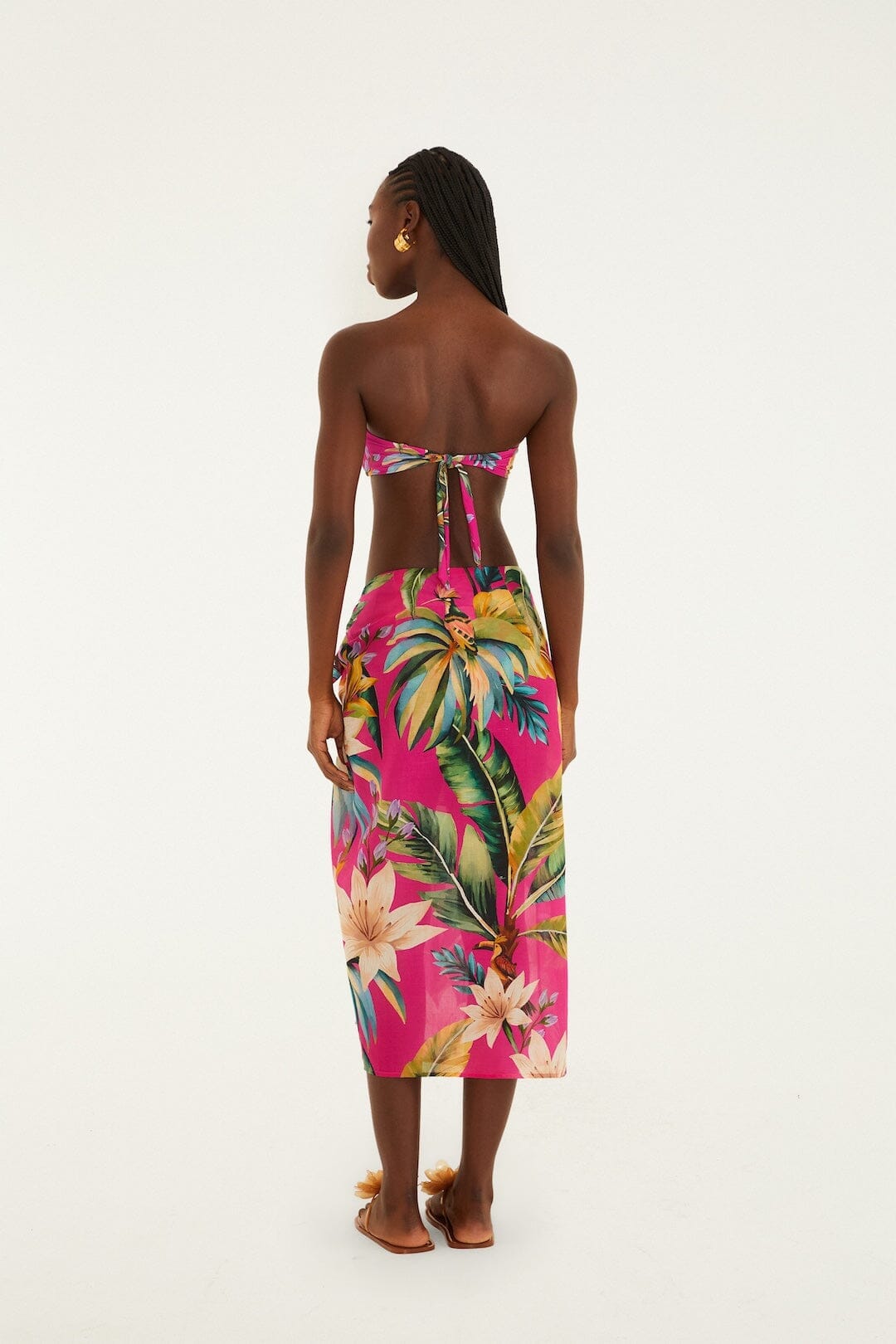 Pink Tropicalia Side Slit Midi Skirt