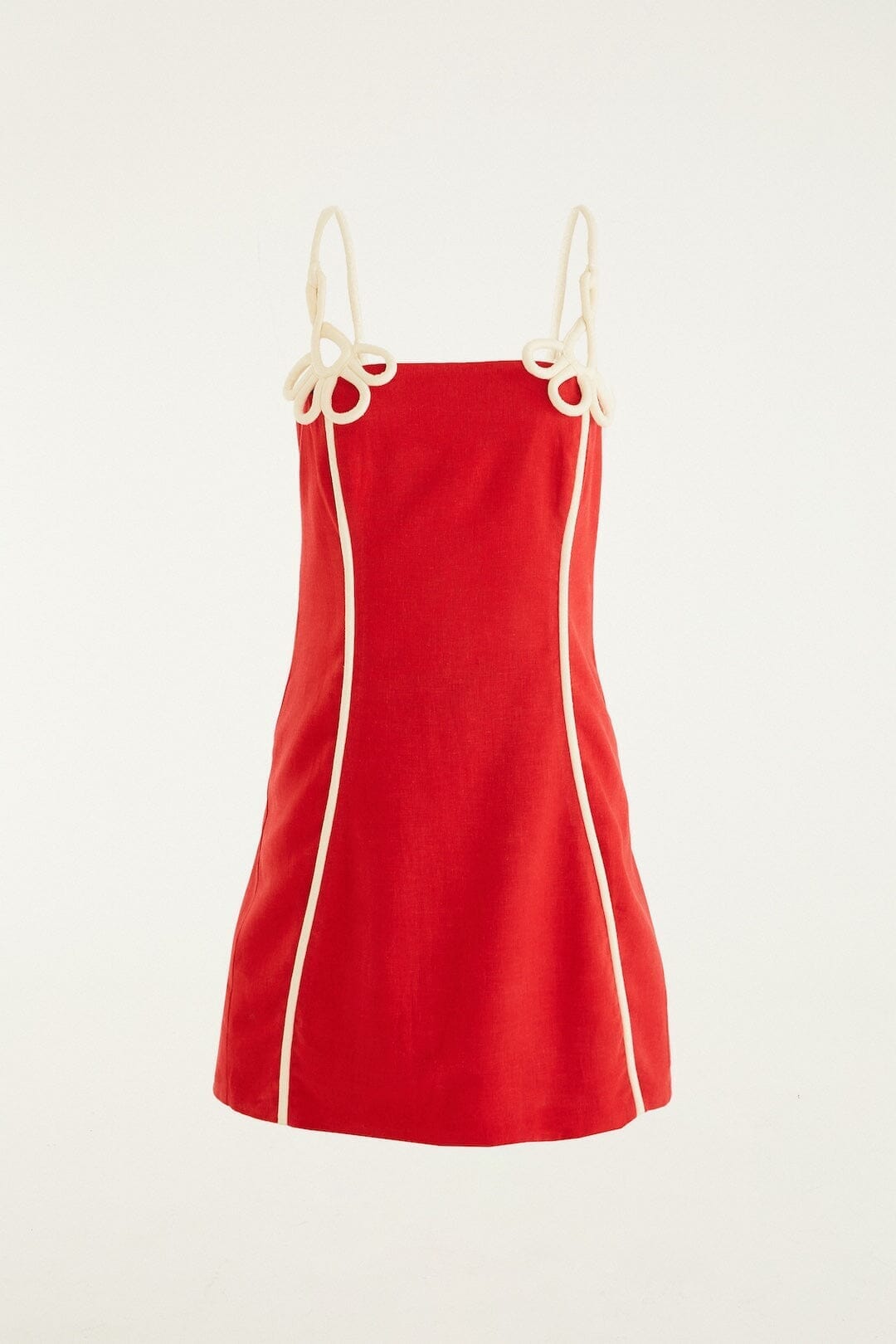 Red 3d Flower Euroflax  Premium Linen Mini Dress | FARM Rio