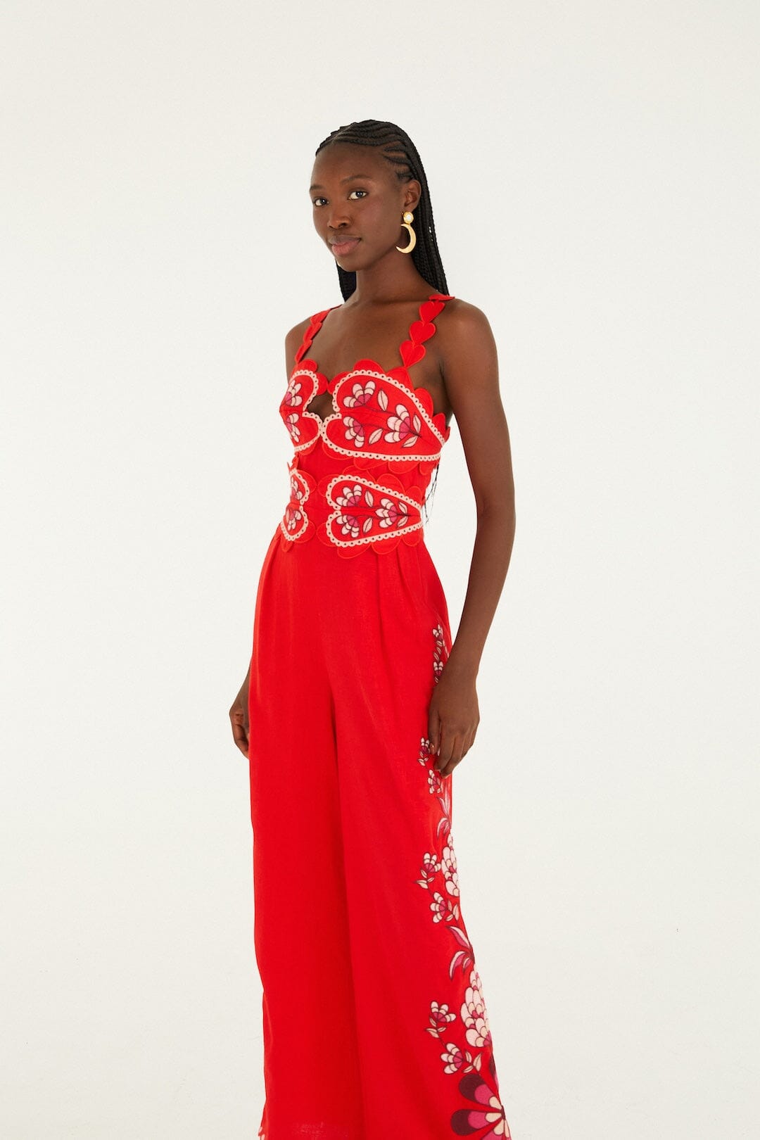 Pink Lovely Pineapples Embroidered Lenzing Ecovero Euroflax Jumpsuit