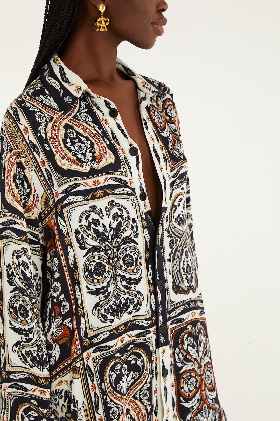 Multicolor Animal Cards Lenzing™ Ecovero™ Viscose Shirt