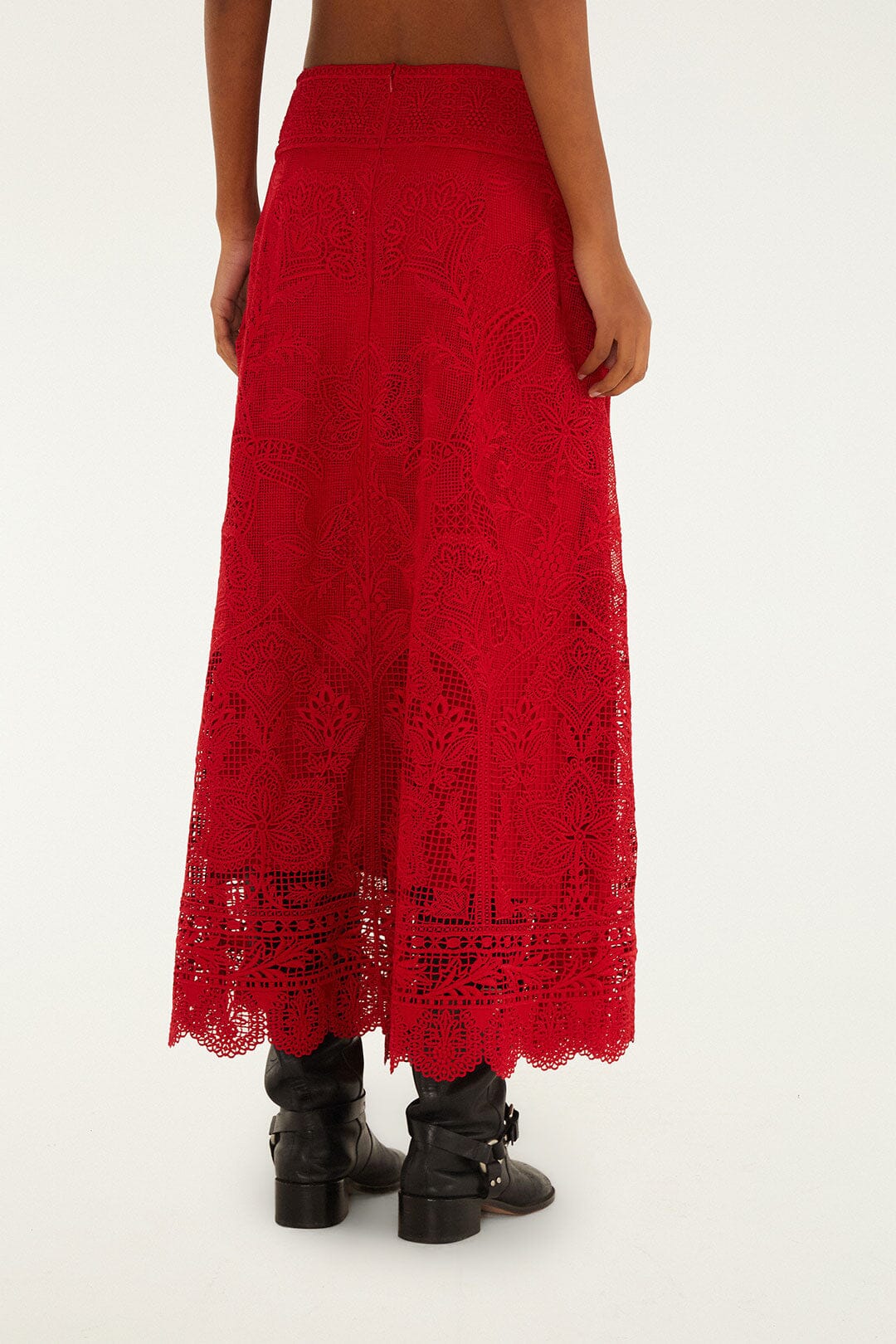 farm rio red guipure cut out midi dress Dark Magenta Guipire Cut-Out Midi Dress FARM Rio
