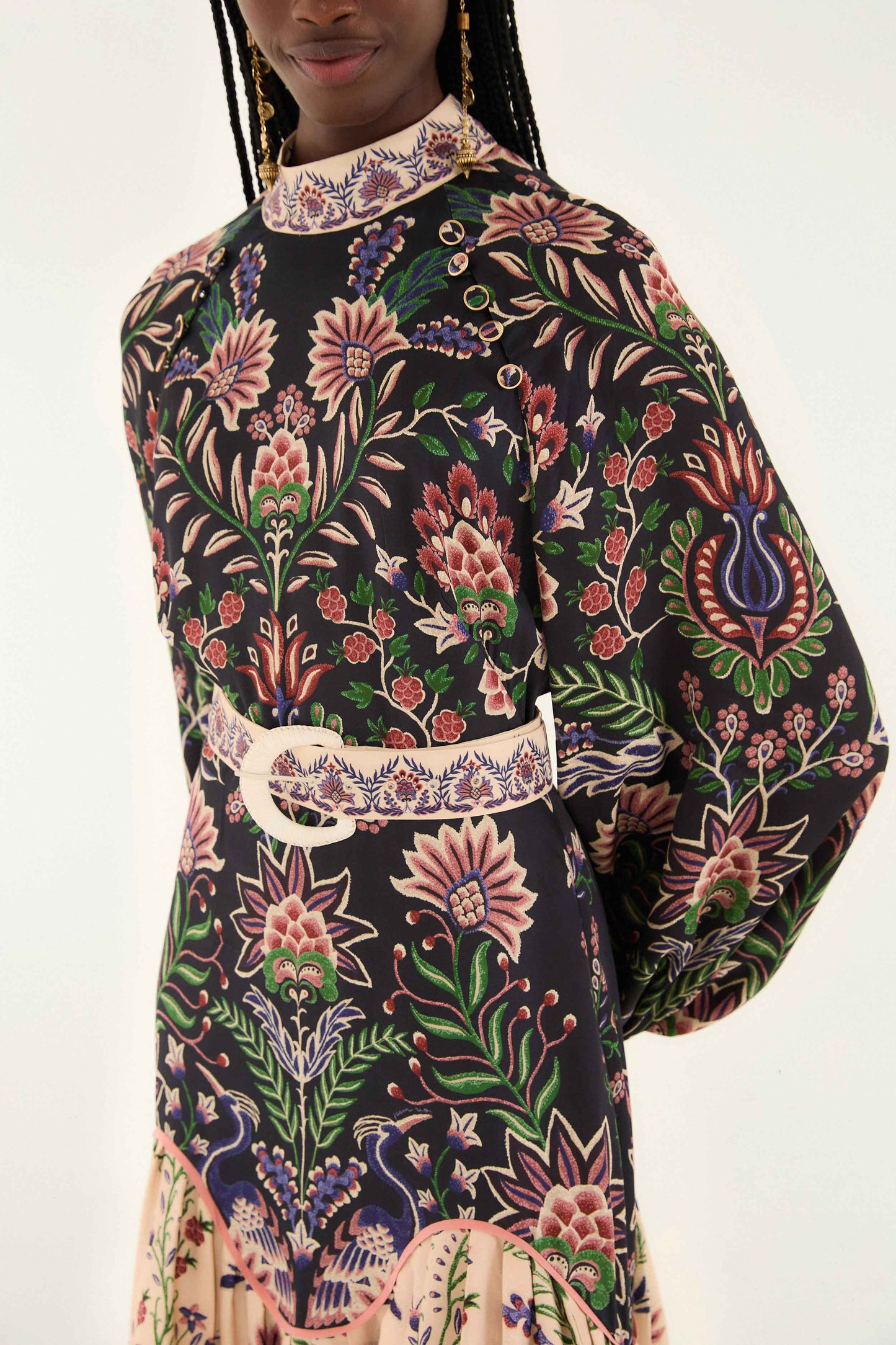 Marvelous Garden Black Midi Dress