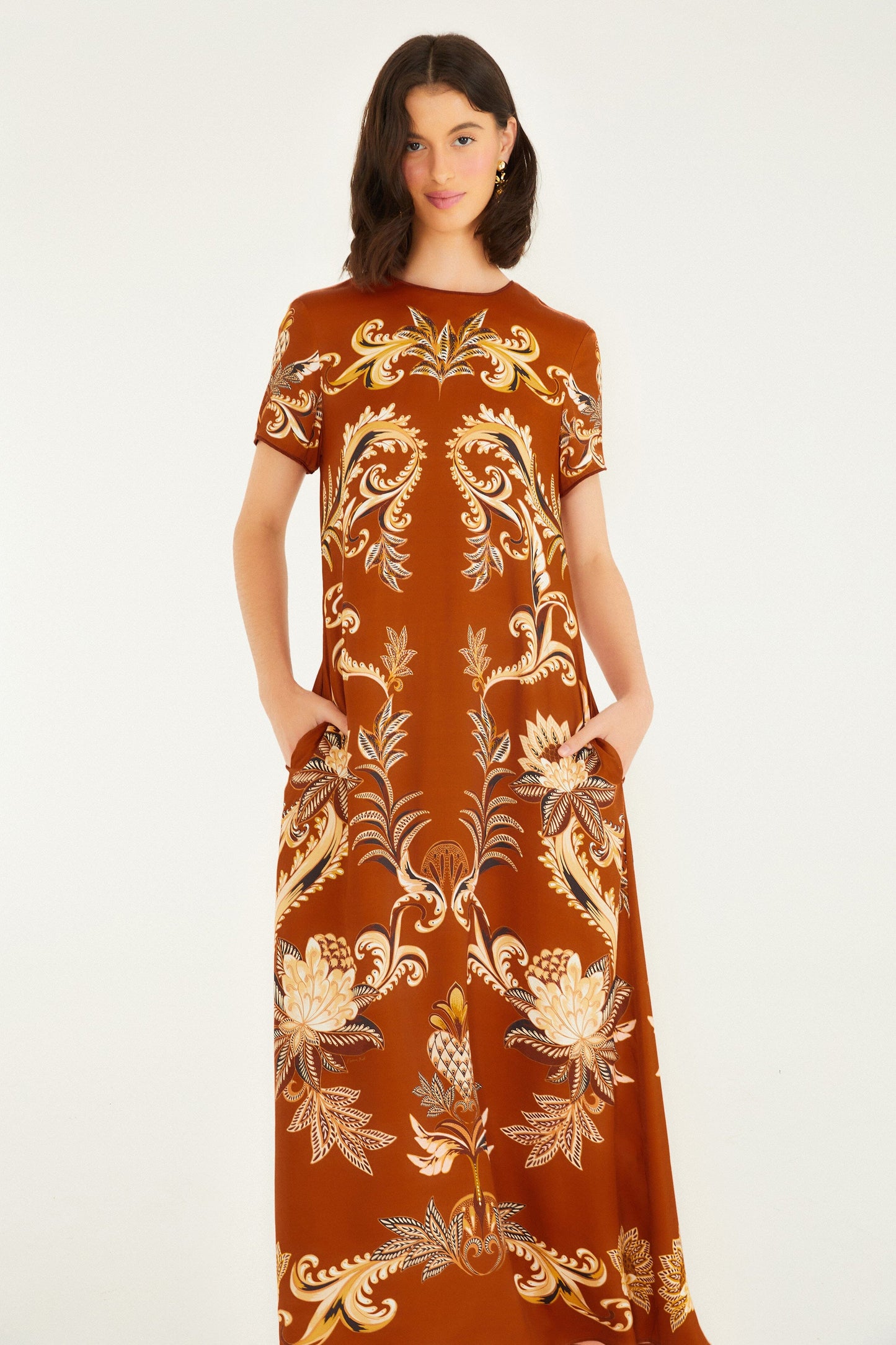 Orange Arabesque Paradise Lenzing™ Ecovero™ Viscose Maxi Dress