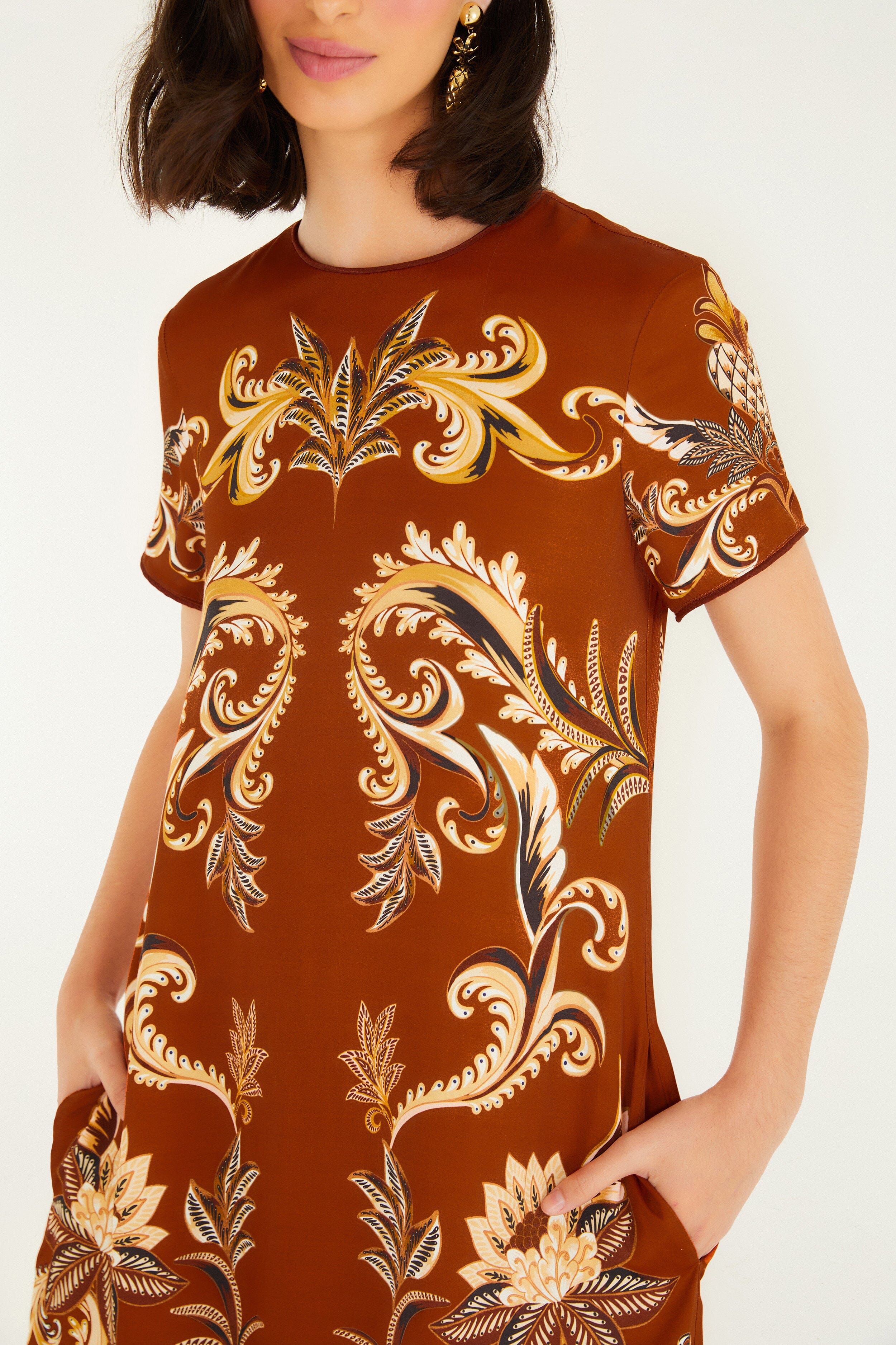 Orange Arabesque Paradise Lenzing  Ecovero  Viscose Maxi Dress