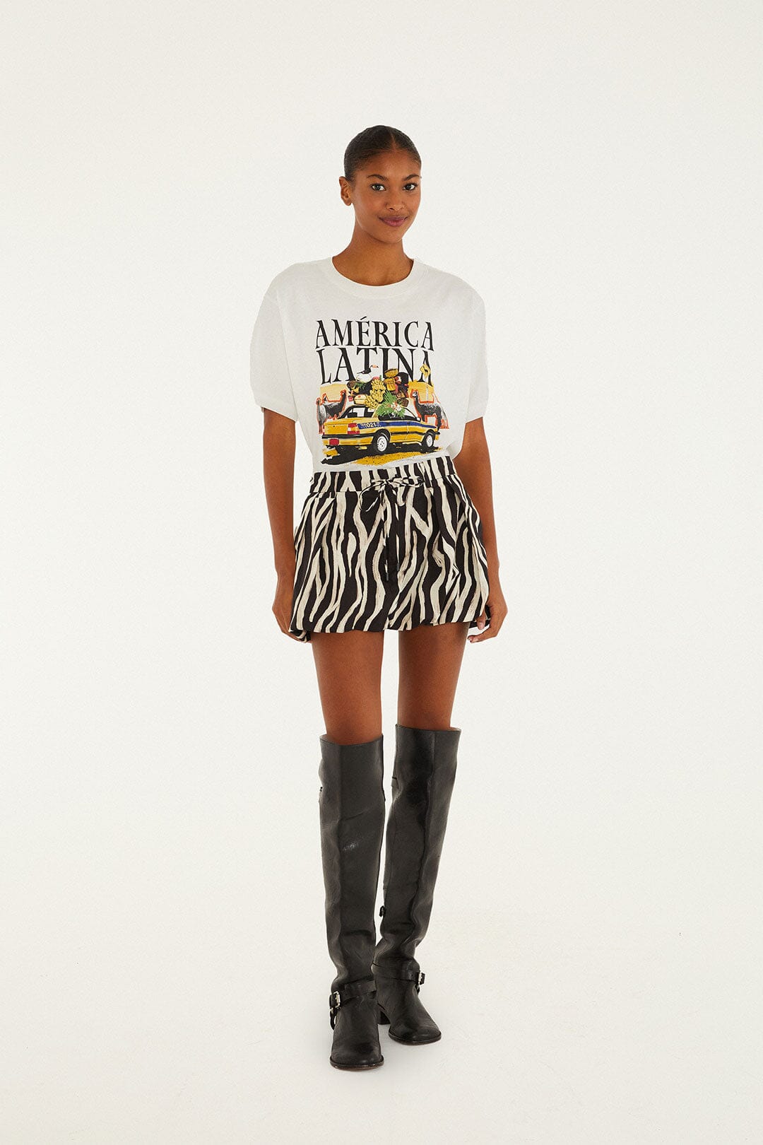 Black Tropical Zebra Organic Cotton Mini Skirt
