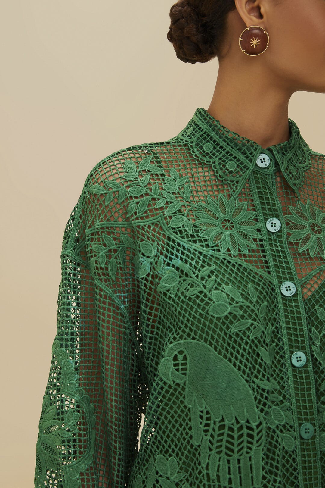 Green Landscape Guipure Shirt