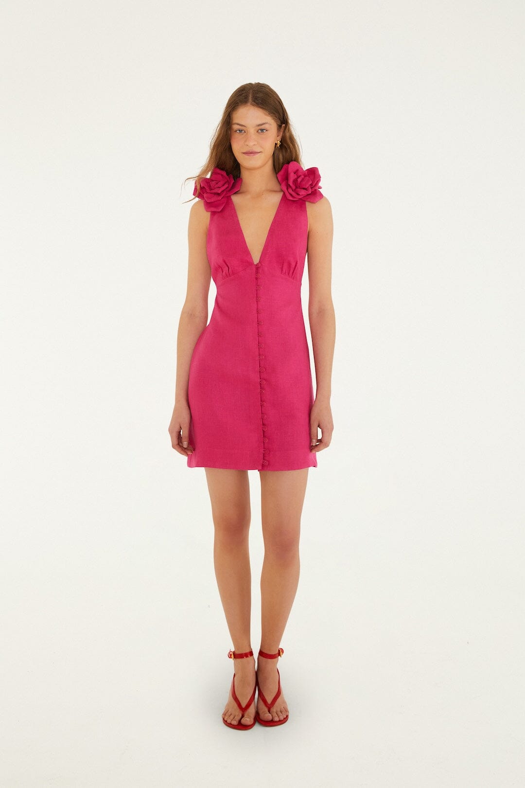 Pink Sleeveless Euroflax Premium Linen Mini Dress