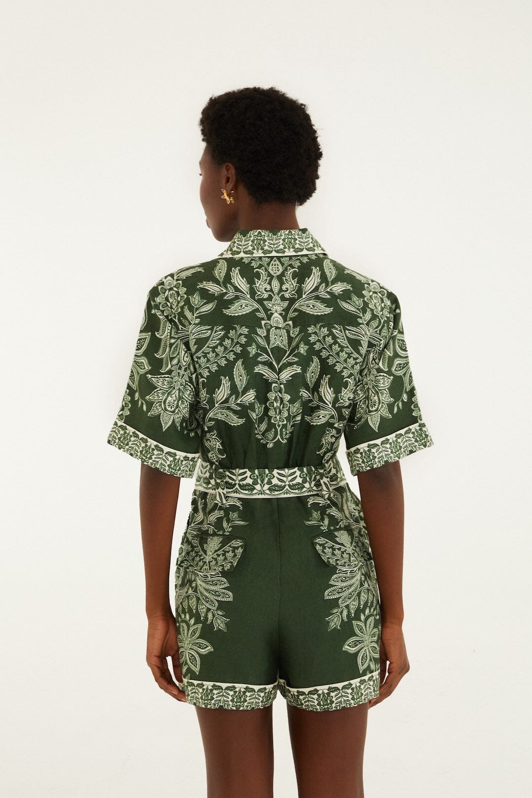 Dark Green Miranda Belted Romper