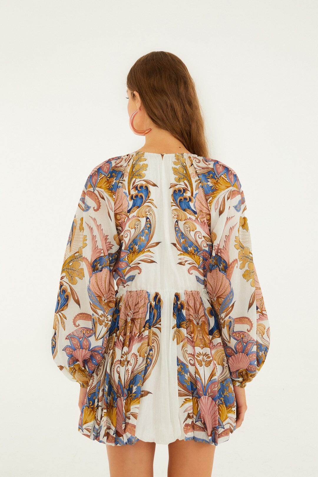 Off-White Sea Garden Puff Sleeve Mini Bubble Dress