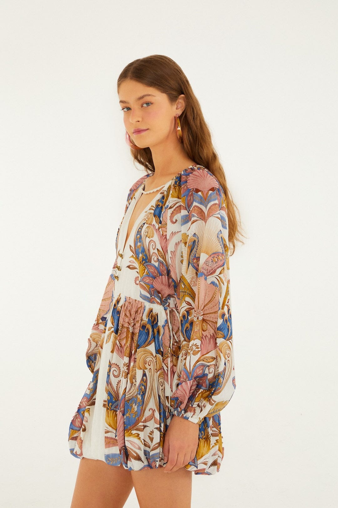 Off-White Sea Garden Puff Sleeve Mini Bubble Dress