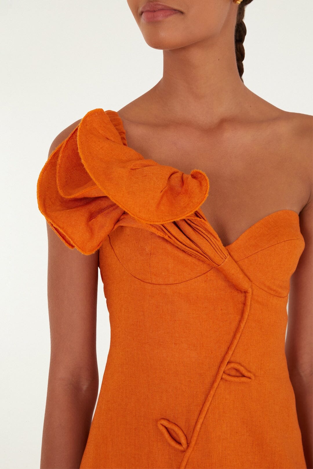 Farm Rio Orange Flower Euroflax Premium Linen Mini Dress, Orange / L Farm Rio Orange Flower Euroflax Premium Linen Mini Dress, Orange / L