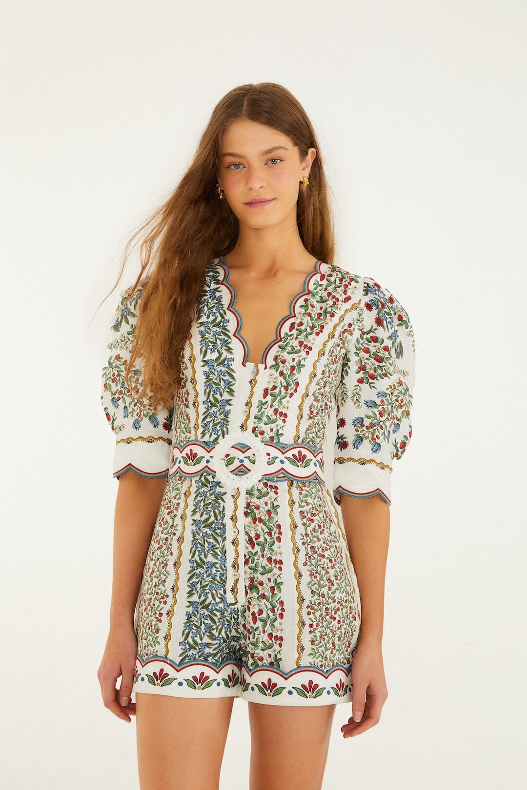 Off-White Fruit Beauty Euroflax™ Premium Linen Mini Cut Out Romper