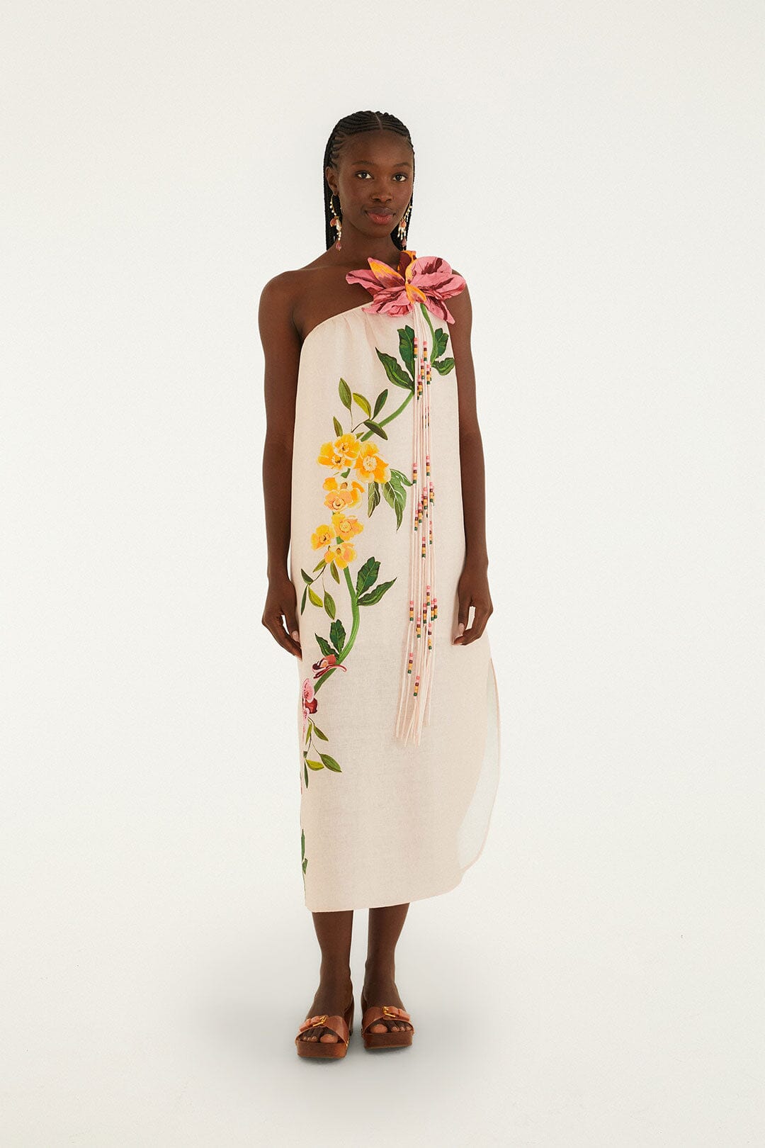 Pink Garden Terrace 3d One-Shoulder Maxi Dress | FARM Rio
