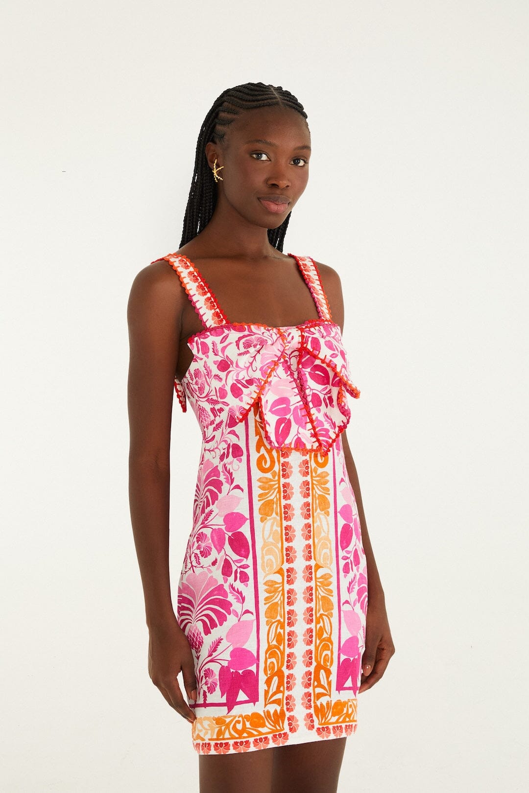 Off-White Santorini Crochet Euroflax Premium Linen Mini Dress