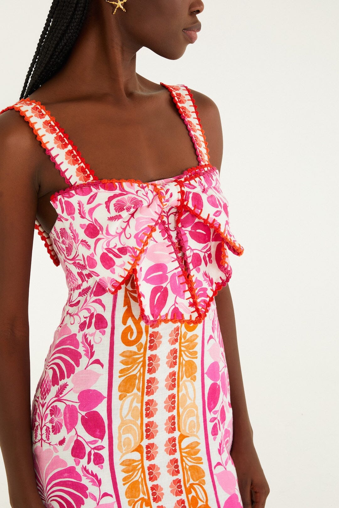 Off-White Santorini Crochet Euroflax Premium Linen Mini Dress