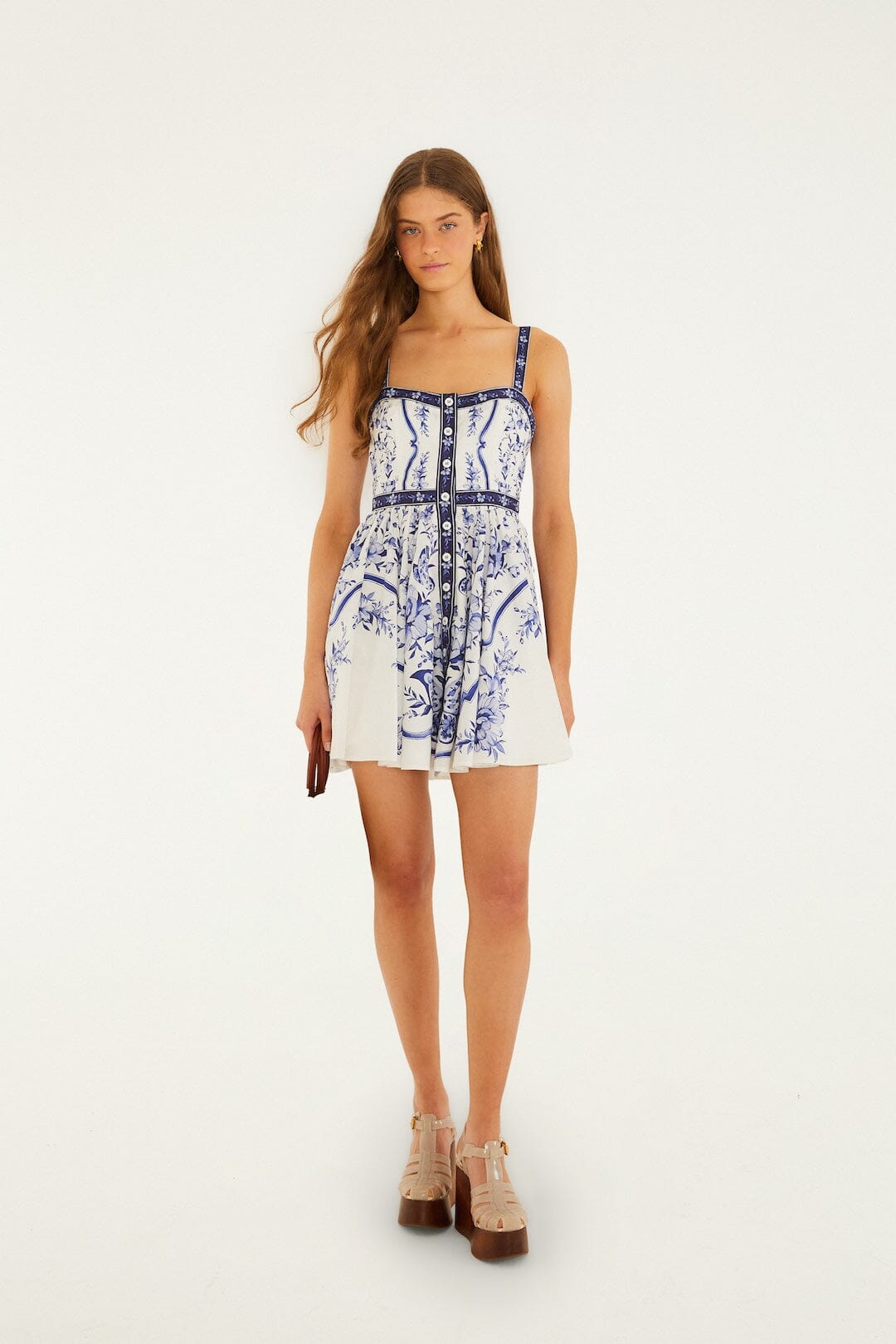 Off-White Porcelain Garden Buttoned Organic Cotton Mini Dress