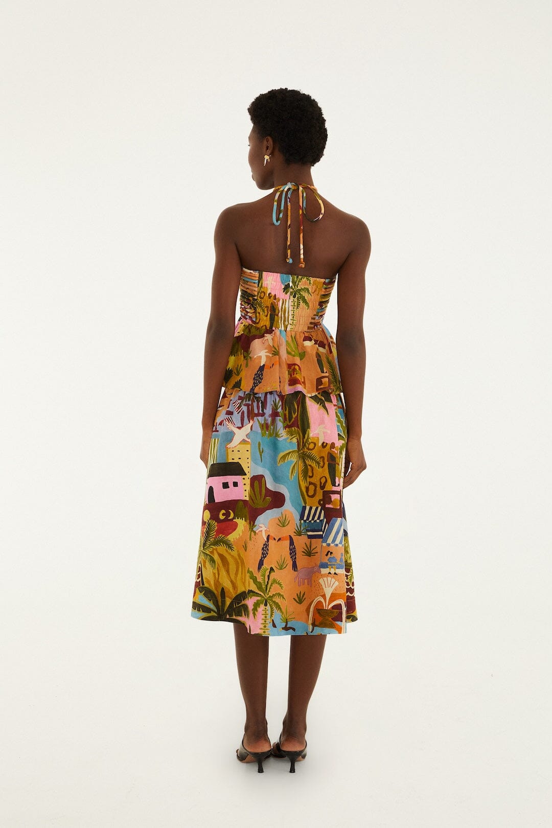 Multicolor Tropical Painting Lenzing™ Ecovero™ Euroflax™ Midi