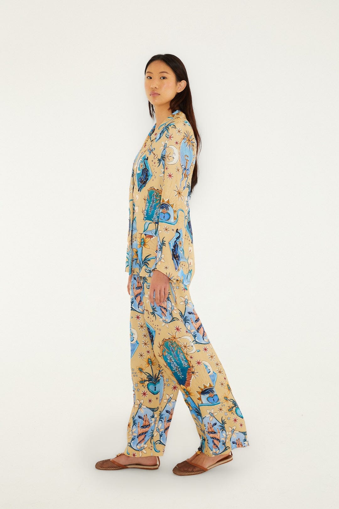 Sand Mystical Wide-Leg Lenzing Ecovero Viscose Pants