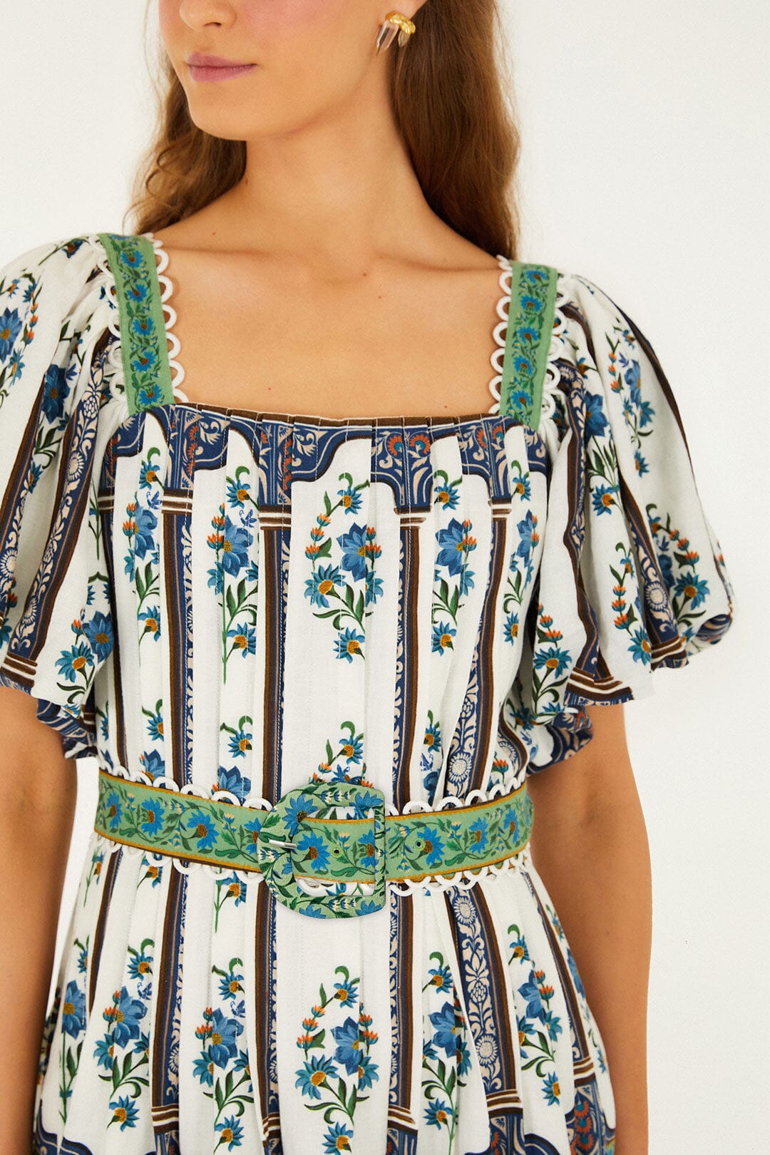 FARM Rio Off-White Manoela Belted Lenzing Ecovero Euroflax Mini Dress, Manoela Off-White / XL FARM Rio Off-White Manoela Belted Lenzing Ecovero Euroflax Mini Dress, Manoela Off-White / XL