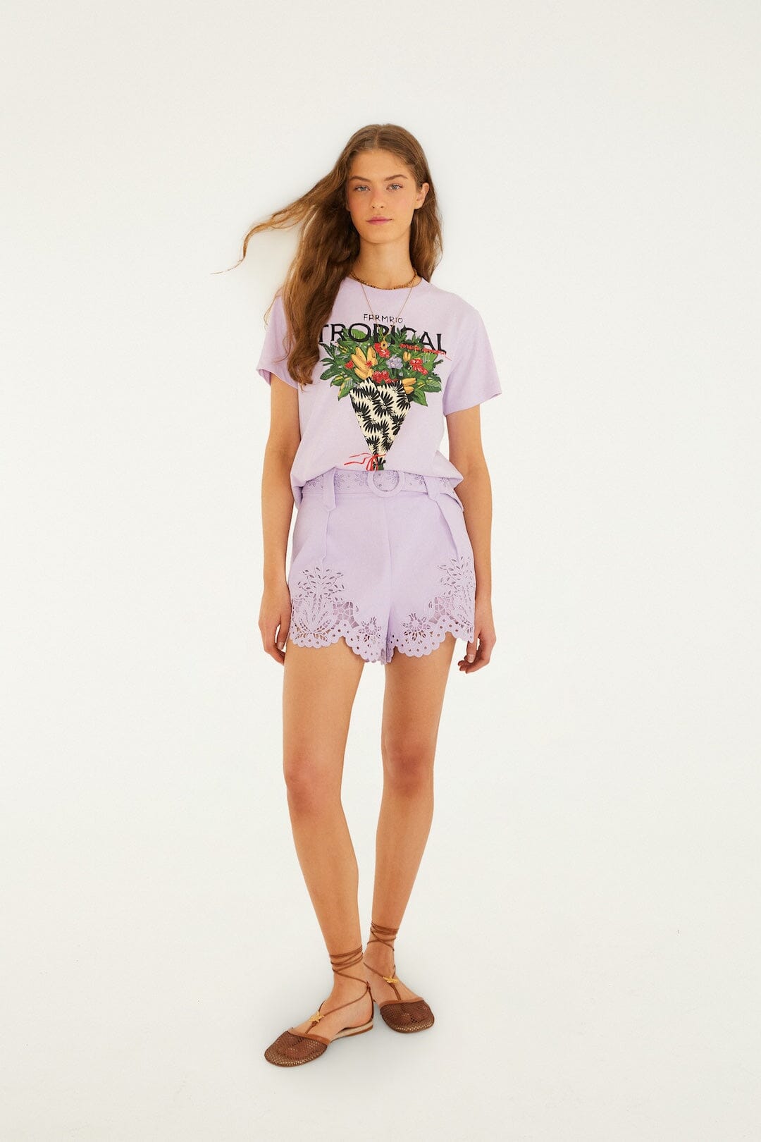 Lilac Tropical Bouquet Organic Cotton T-Shirt | FARM Rio