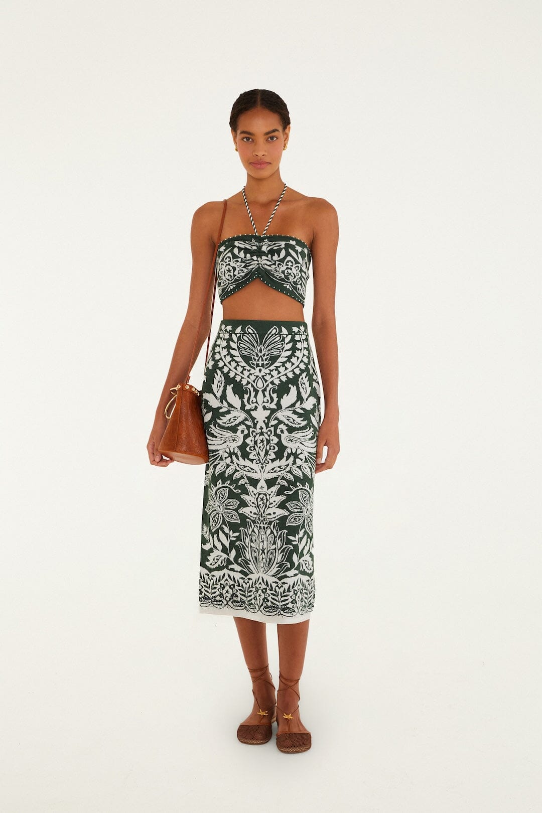 Dark Green Miranda Beaded Knit Top