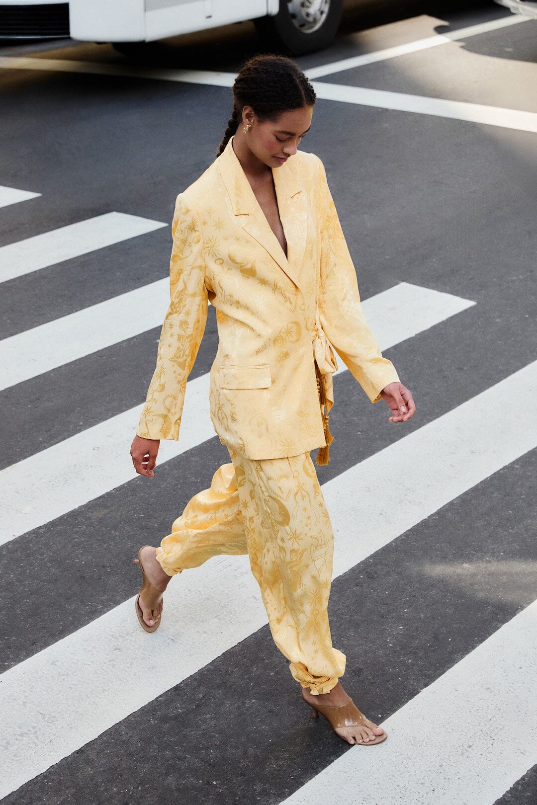 Beige Hem Ties Pockets Pants